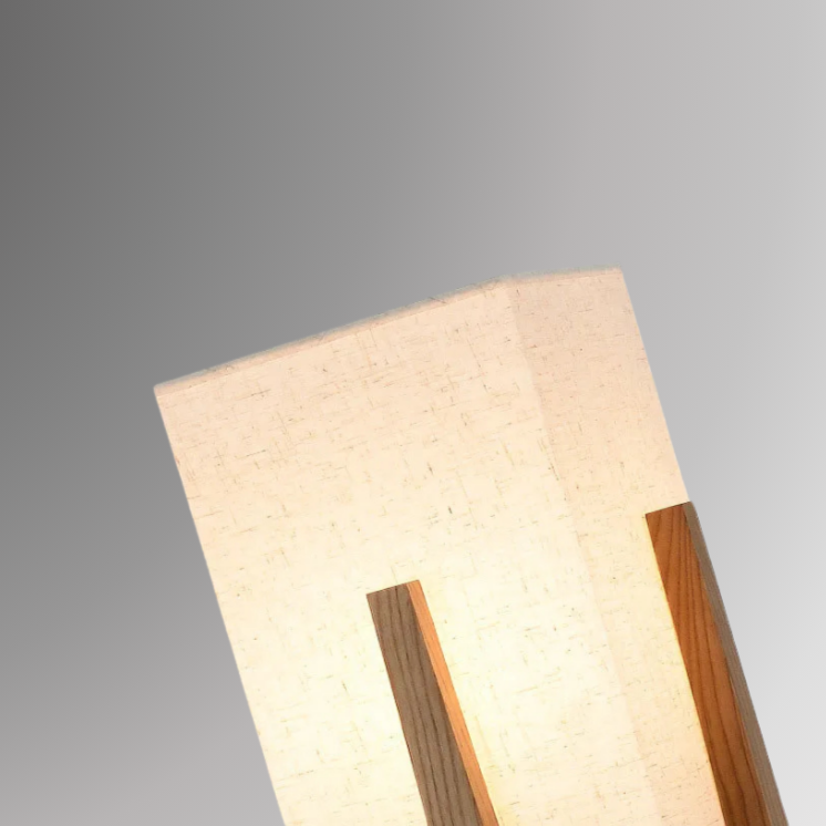 Detailed shot of Minari's cubed linen shade.