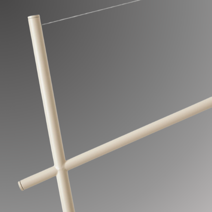 Detailed shot of Quetin's iron body. Highlighted is its geometric and angular frame. Pictured against a greyscale background.