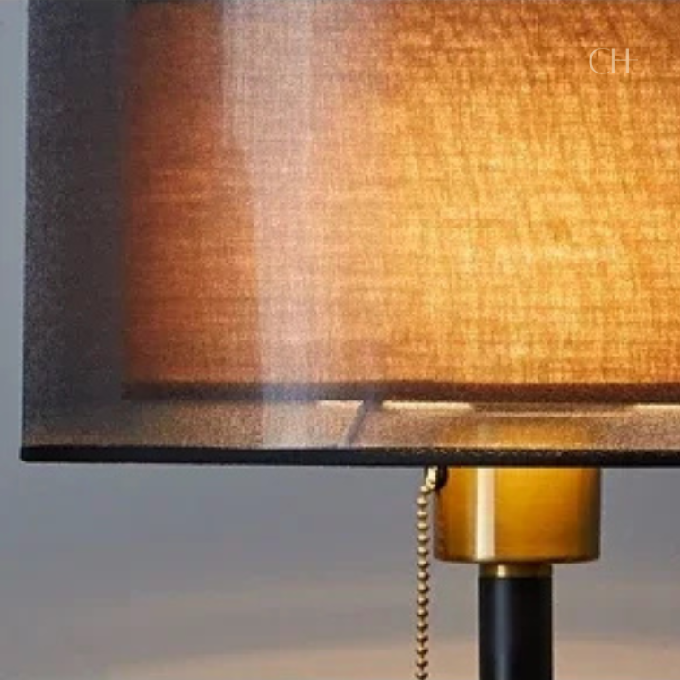 Close-up shot of Ansel, showing its layered shade design, and its balled, pull switch. 