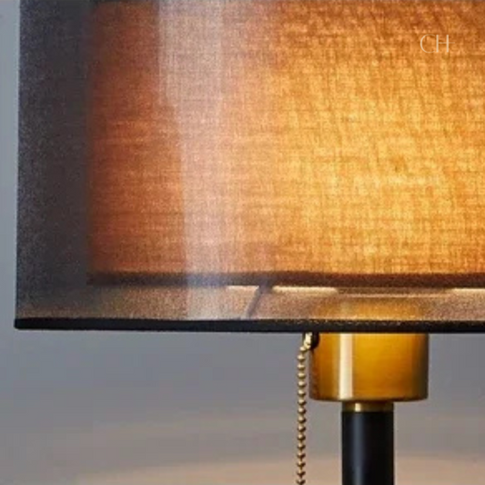 Close-up shot of Ansel, showing its layered shade design, and its balled, pull switch. 